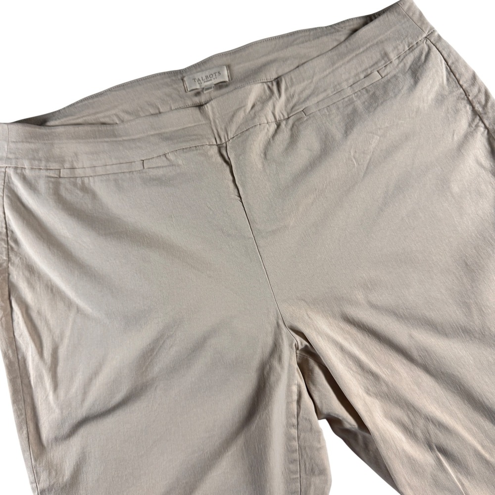 Talbots Crop Pants Women 22W‎ Stone Beige Stretch Pull On Ankle Career Casual